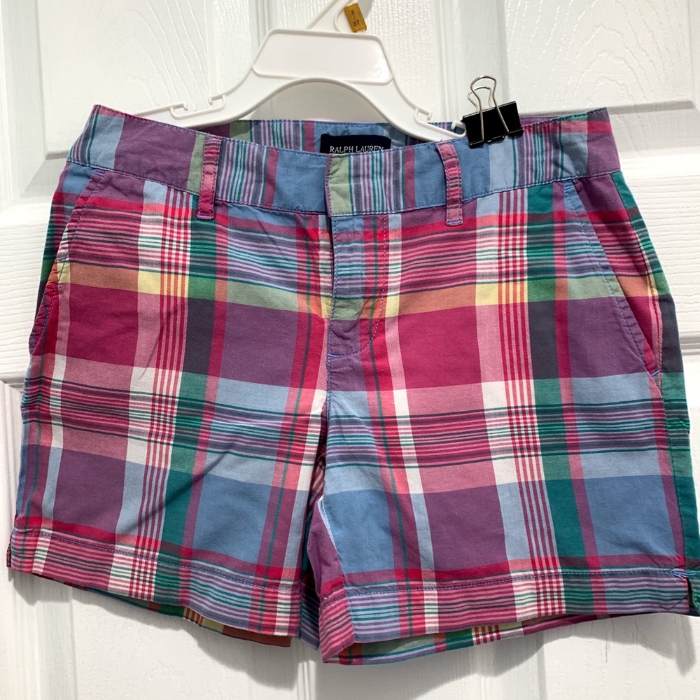 Ralph Lauren Multicolor Plaid Kids Shorts - Pink, Blue, Green
